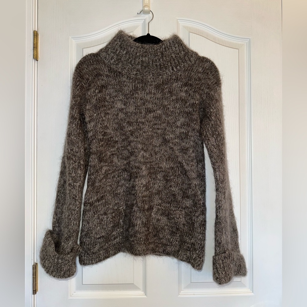 Pierre Cardin Mohair Wool Blend  Brown Turtleneck Sweater Size Small